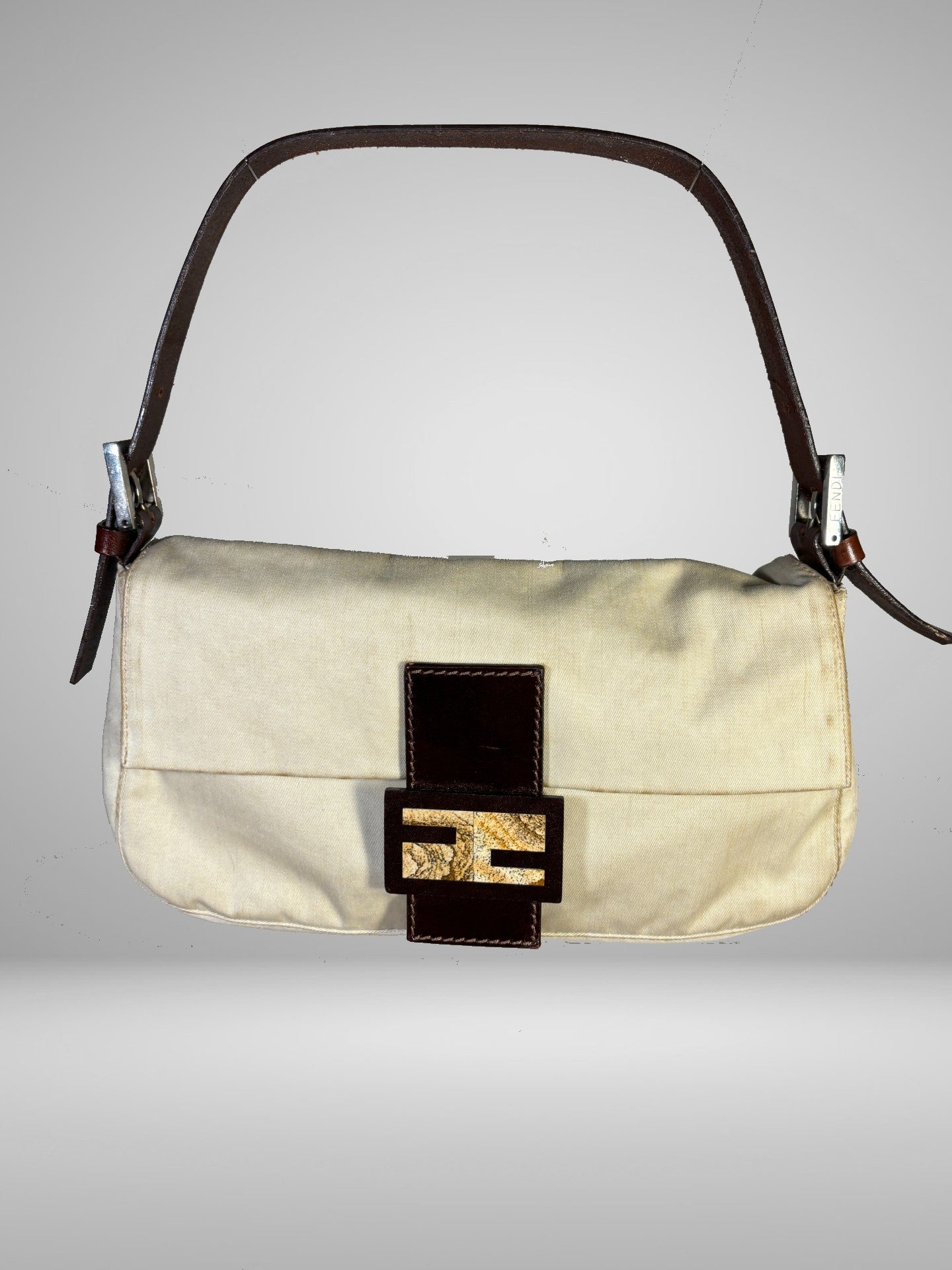 Fendi Mama Baguette Shoulder Bag White Brown