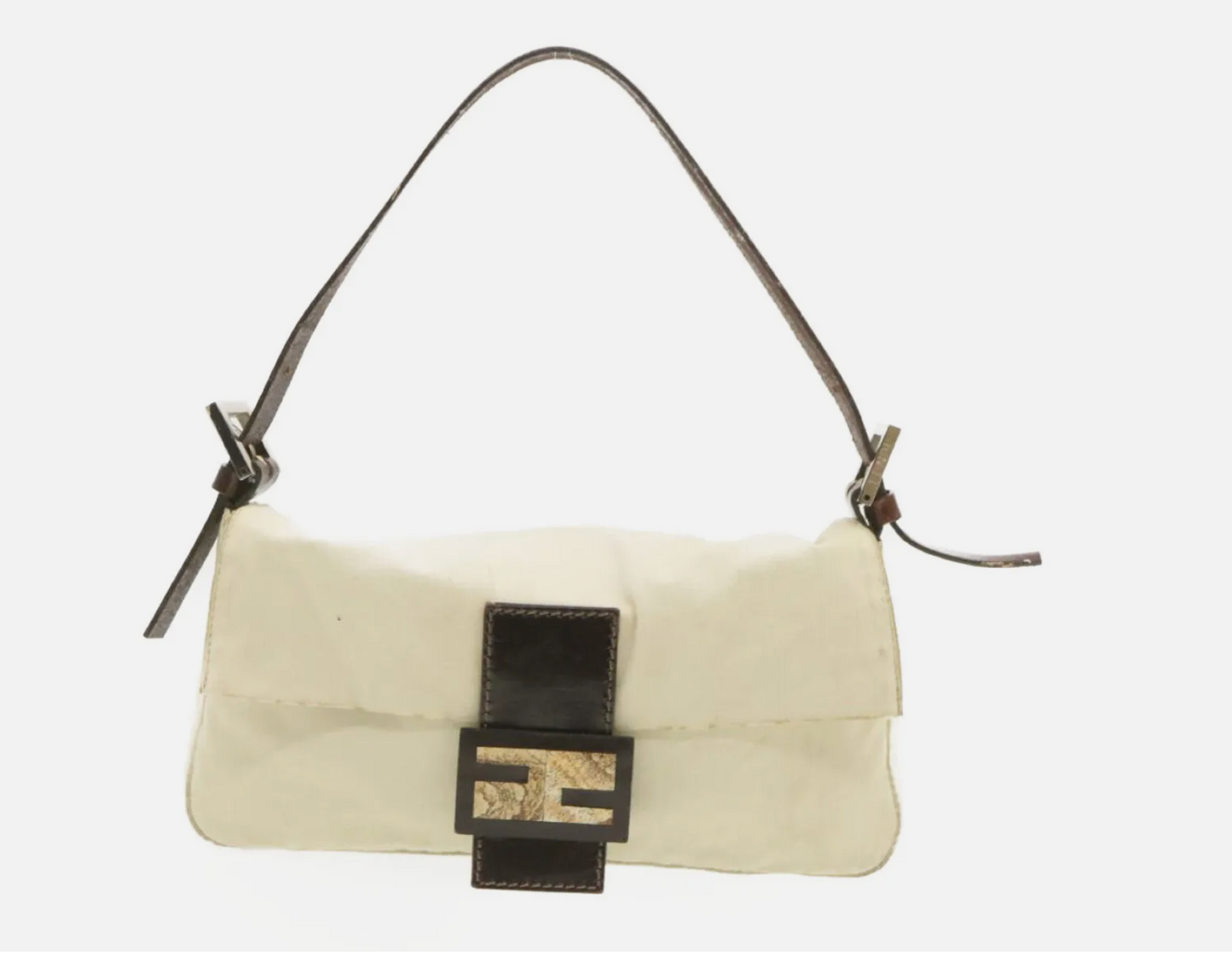 Fendi Mama Baguette Shoulder Bag White Brown